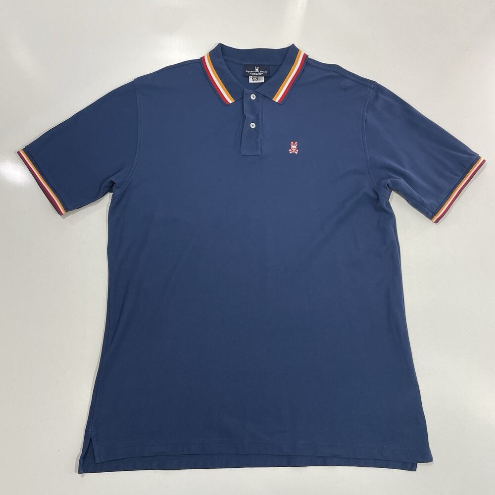 Psycho Bunny Polo Shirt Mens Size 9 3XL Navy Blue Pima Cotton Mesh